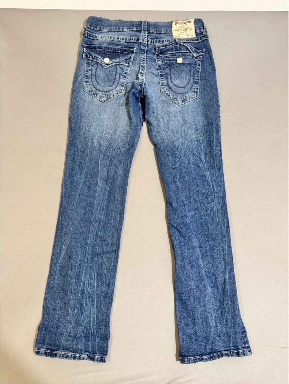 True Religion Ricky Jeans Mens 32 Light Wash Relaxed Straight Flap Pocket